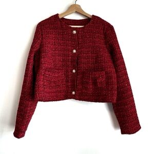 Mainstream Boutique tribal tweed Chic Red Tweed Women's Blazer